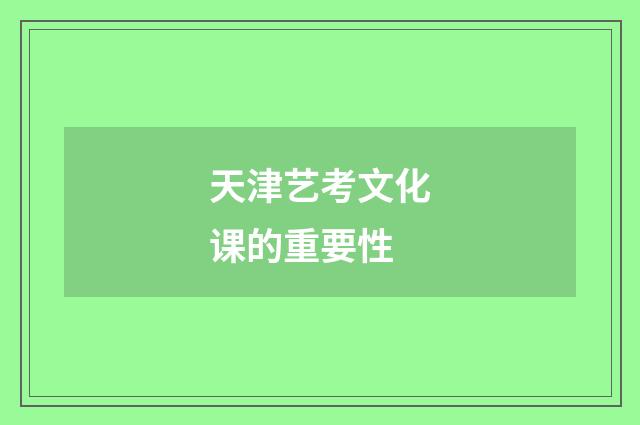 天津艺考文化课的重要性