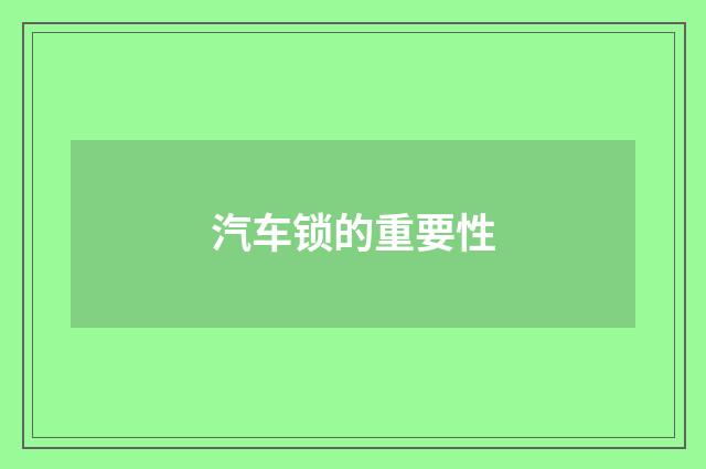 汽车锁的重要性