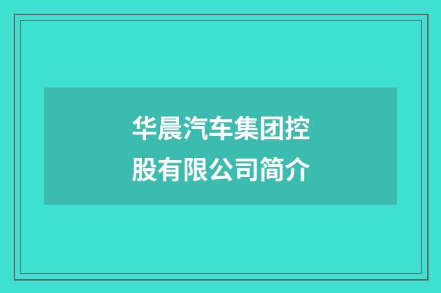 华晨汽车集团控股有限公司简介