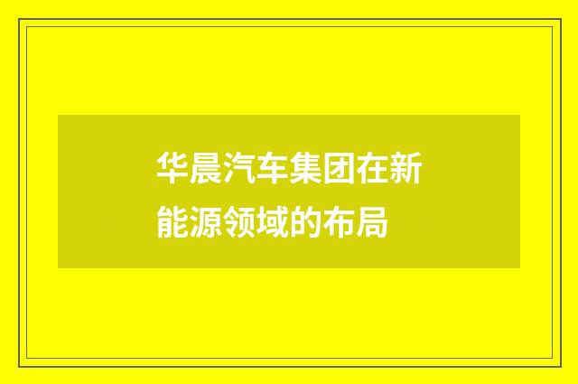 华晨汽车集团在新能源领域的布局