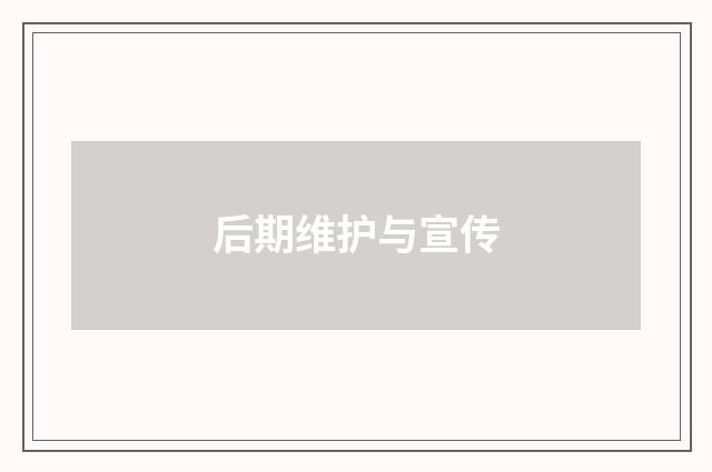 后期维护与宣传