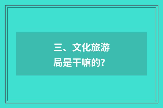 三、文化旅游局是干嘛的？