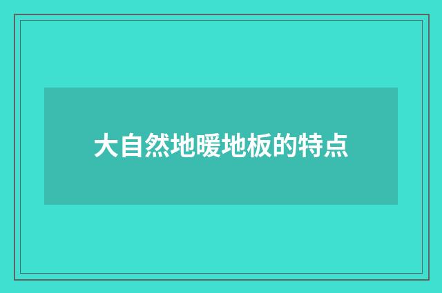 大自然地暖地板的特点