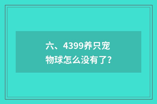 六、4399养只宠物球怎么没有了？