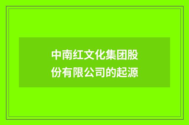 中南红文化集团股份有限公司的起源