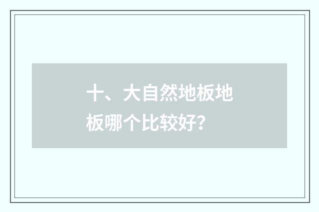 十、大自然地板地板哪个比较好？