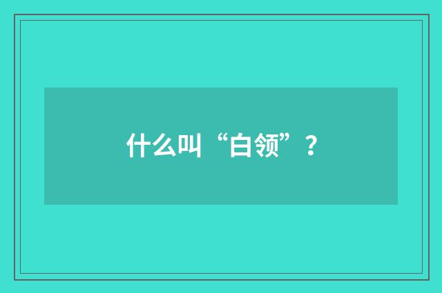 什么叫“白领”？
