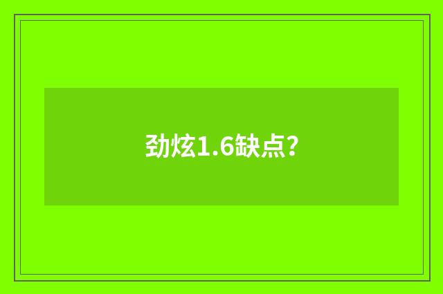 劲炫1.6缺点？