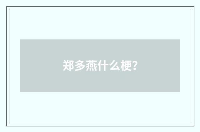 郑多燕什么梗？