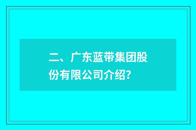 二、广东蓝带集团股份有限公司介绍？