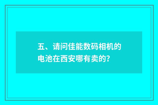 五、请问佳能数码相机的电池在西安哪有卖的？