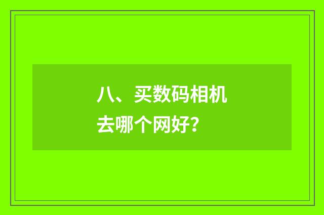 八、买数码相机去哪个网好？