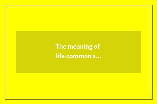 The meaning of life common sense?
