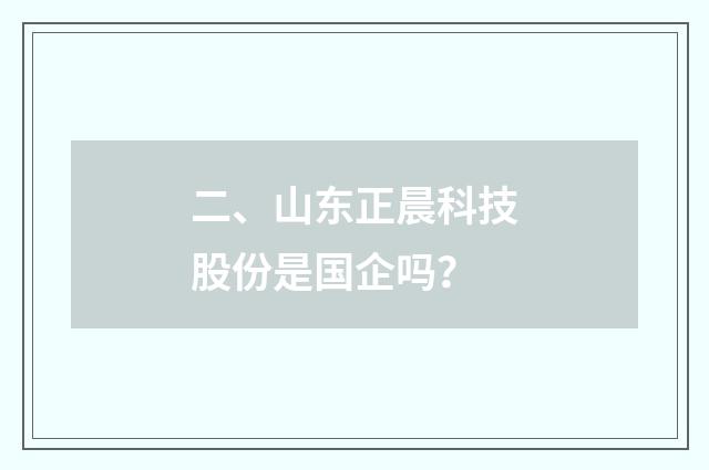二、山东正晨科技股份是国企吗？