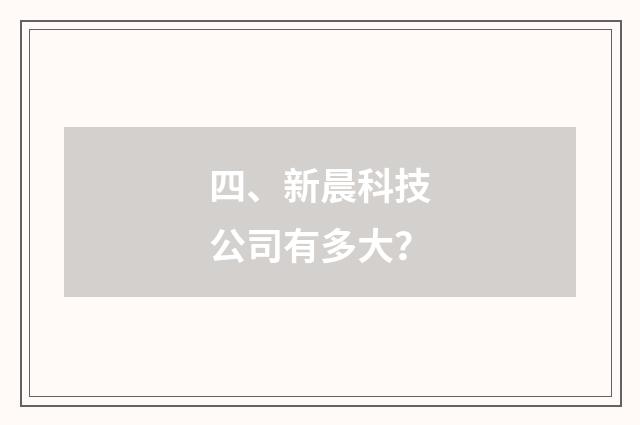 四、新晨科技公司有多大？