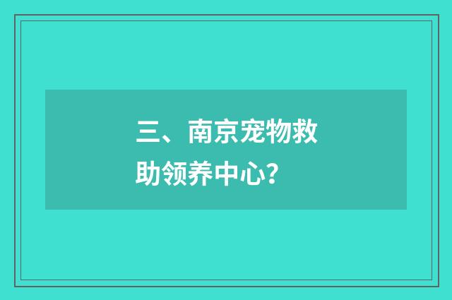 三、南京宠物救助领养中心？