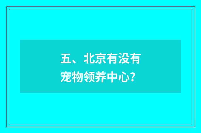 五、北京有没有宠物领养中心？