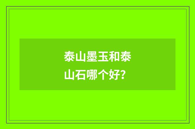 泰山墨玉和泰山石哪个好？