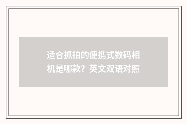 适合抓拍的便携式数码相机是哪款？英文双语对照