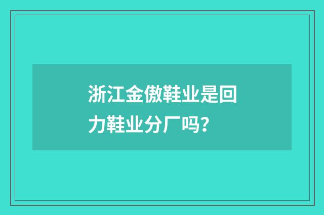浙江金傲鞋业是回力鞋业分厂吗？