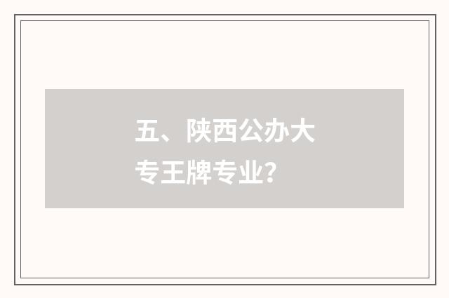 五、陕西公办大专王牌专业？