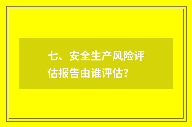 七、安全生产风险评估报告由谁评估？