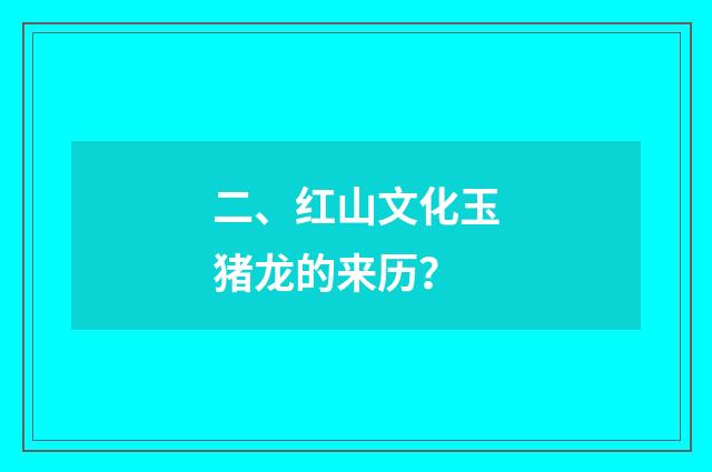 二、红山文化玉猪龙的来历？
