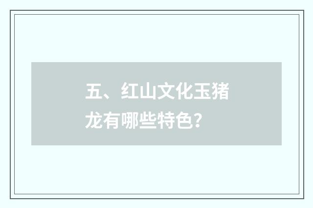 五、红山文化玉猪龙有哪些特色？