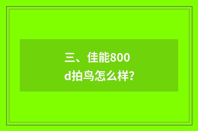 三、佳能800d拍鸟怎么样?