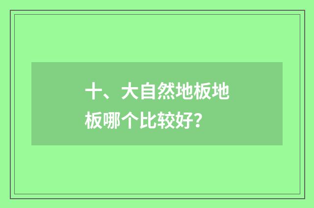 十、大自然地板地板哪个比较好？