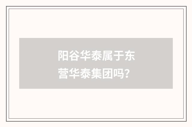 阳谷华泰属于东营华泰集团吗？