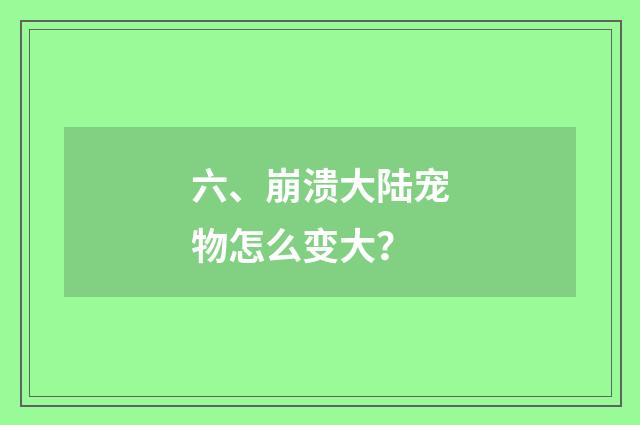 六、崩溃大陆宠物怎么变大？