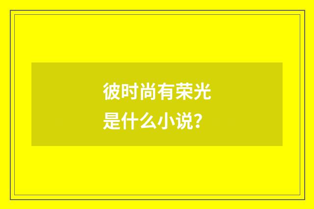 彼时尚有荣光是什么小说？