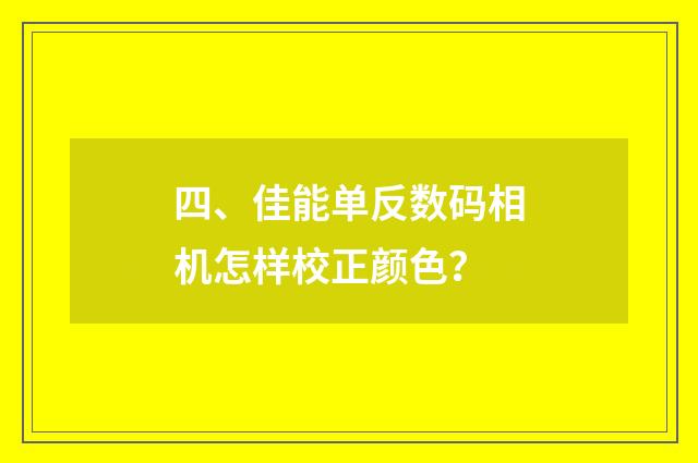 四、佳能单反数码相机怎样校正颜色？