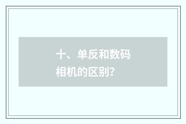 十、单反和数码相机的区别？