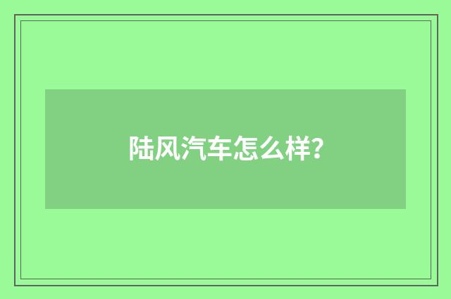 陆风汽车怎么样？