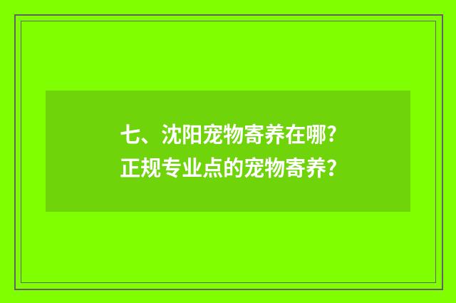七、沈阳宠物寄养在哪?正规专业点的宠物寄养？