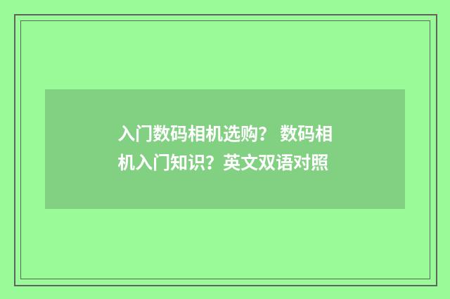 入门数码相机选购？ 数码相机入门知识？英文双语对照