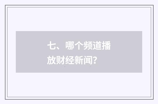 七、哪个频道播放财经新闻？