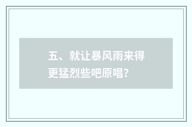 五、就让暴风雨来得更猛烈些吧原唱？