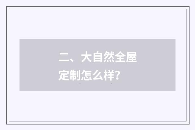 二、大自然全屋定制怎么样？
