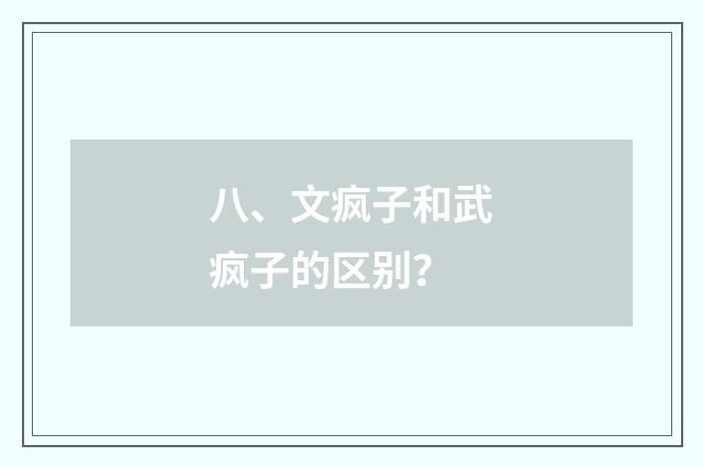八、文疯子和武疯子的区别？