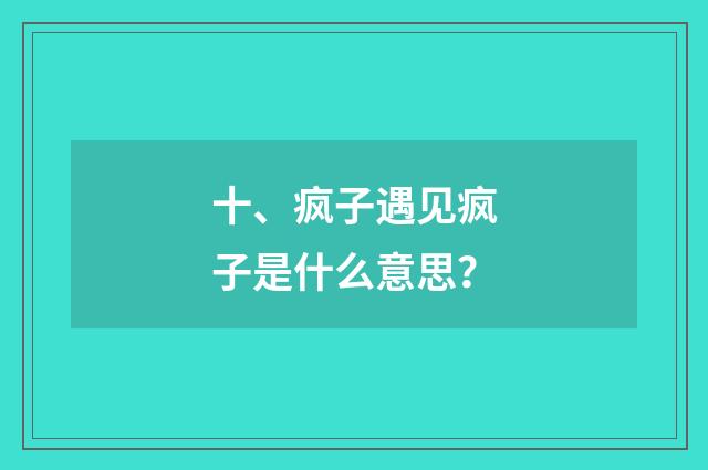 十、疯子遇见疯子是什么意思？