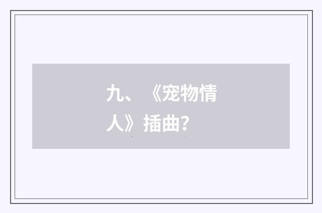 九、《宠物情人》插曲？