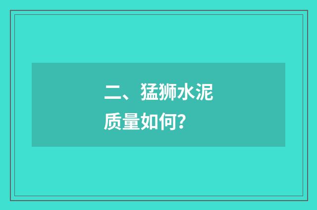 二、猛狮水泥质量如何？