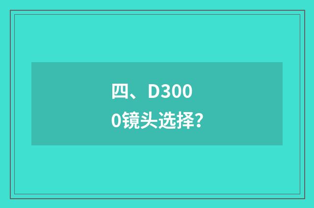 四、D3000镜头选择？