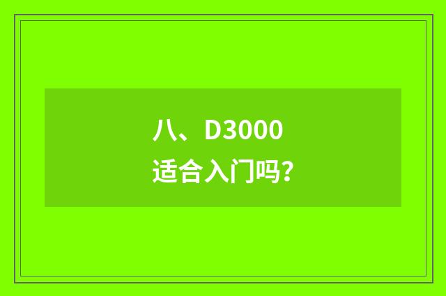 八、D3000适合入门吗？