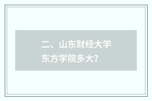 二、山东财经大学东方学院多大？