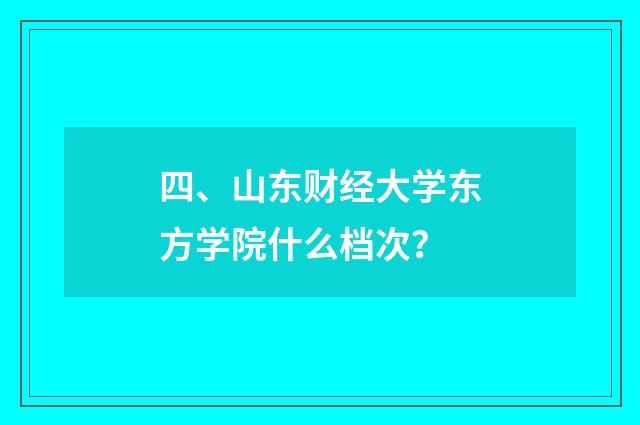 四、山东财经大学东方学院什么档次？