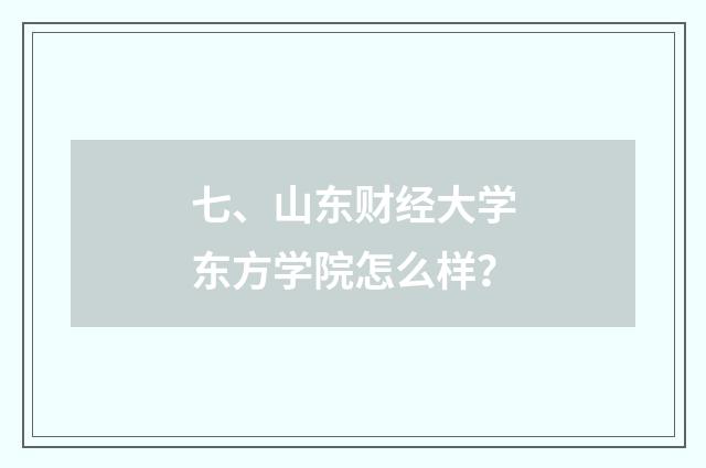 七、山东财经大学东方学院怎么样？